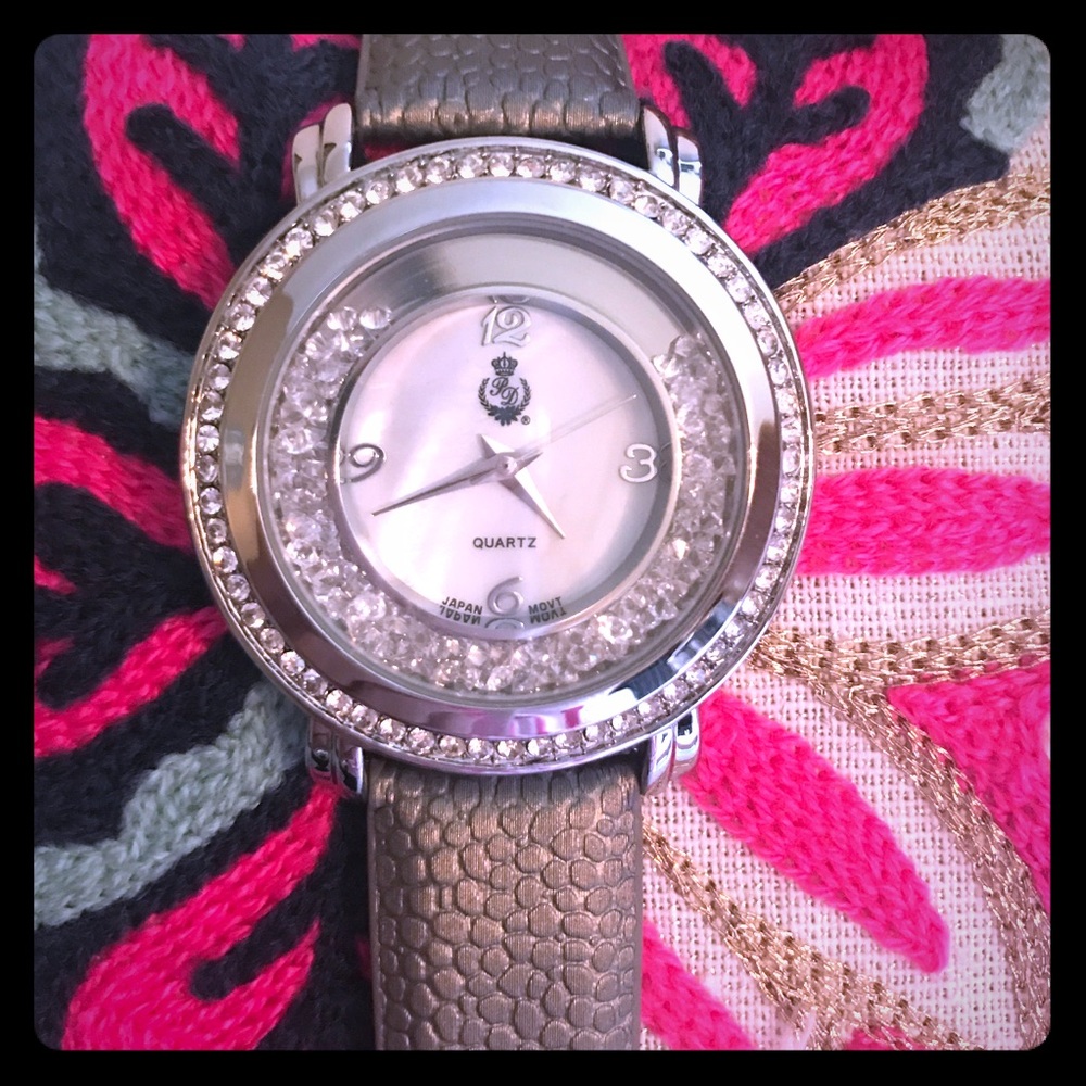 Premier Silver and Gray Floating Crystals Watch